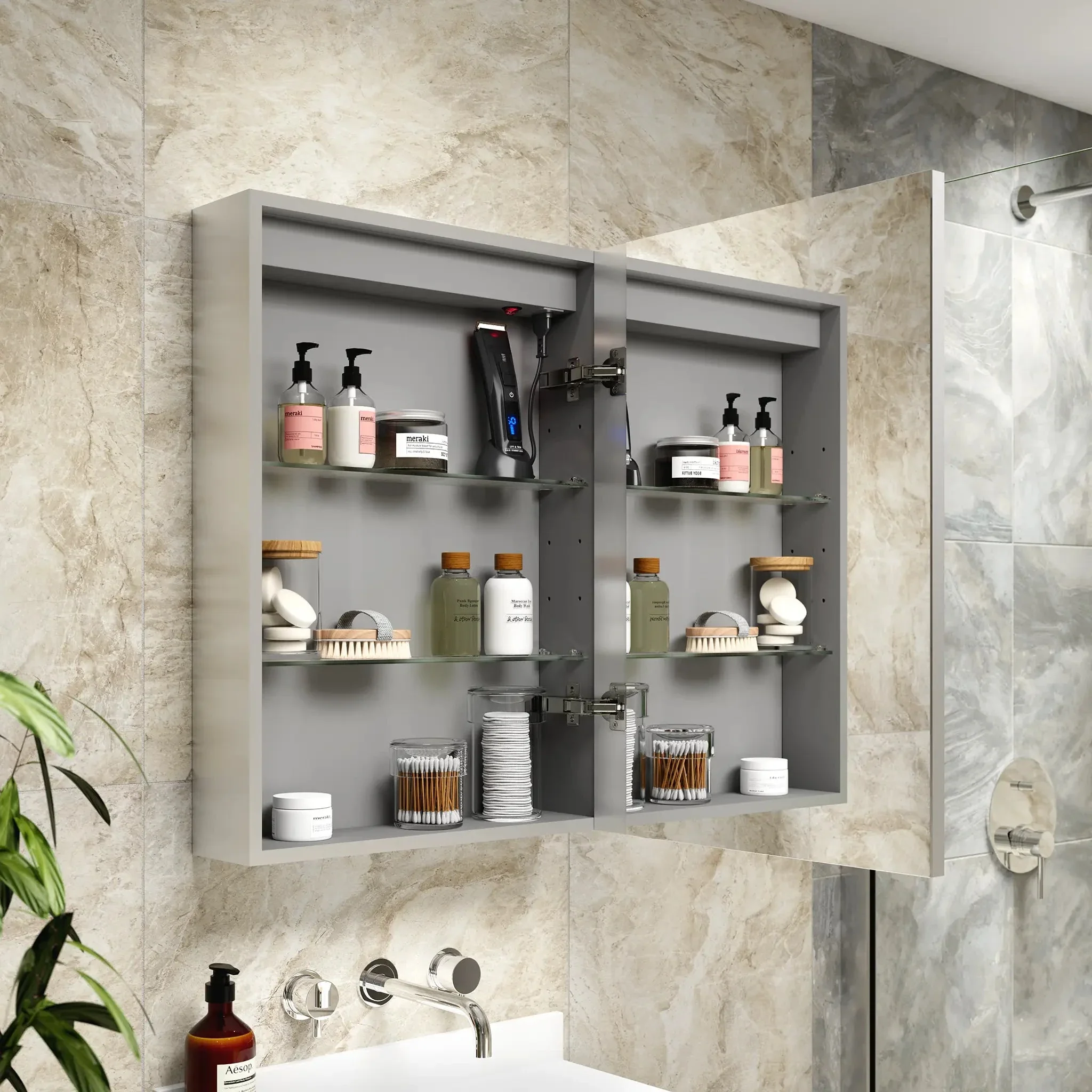 Hollis Left Hinged LED Bathroom Mirror Cabinet - Image 10