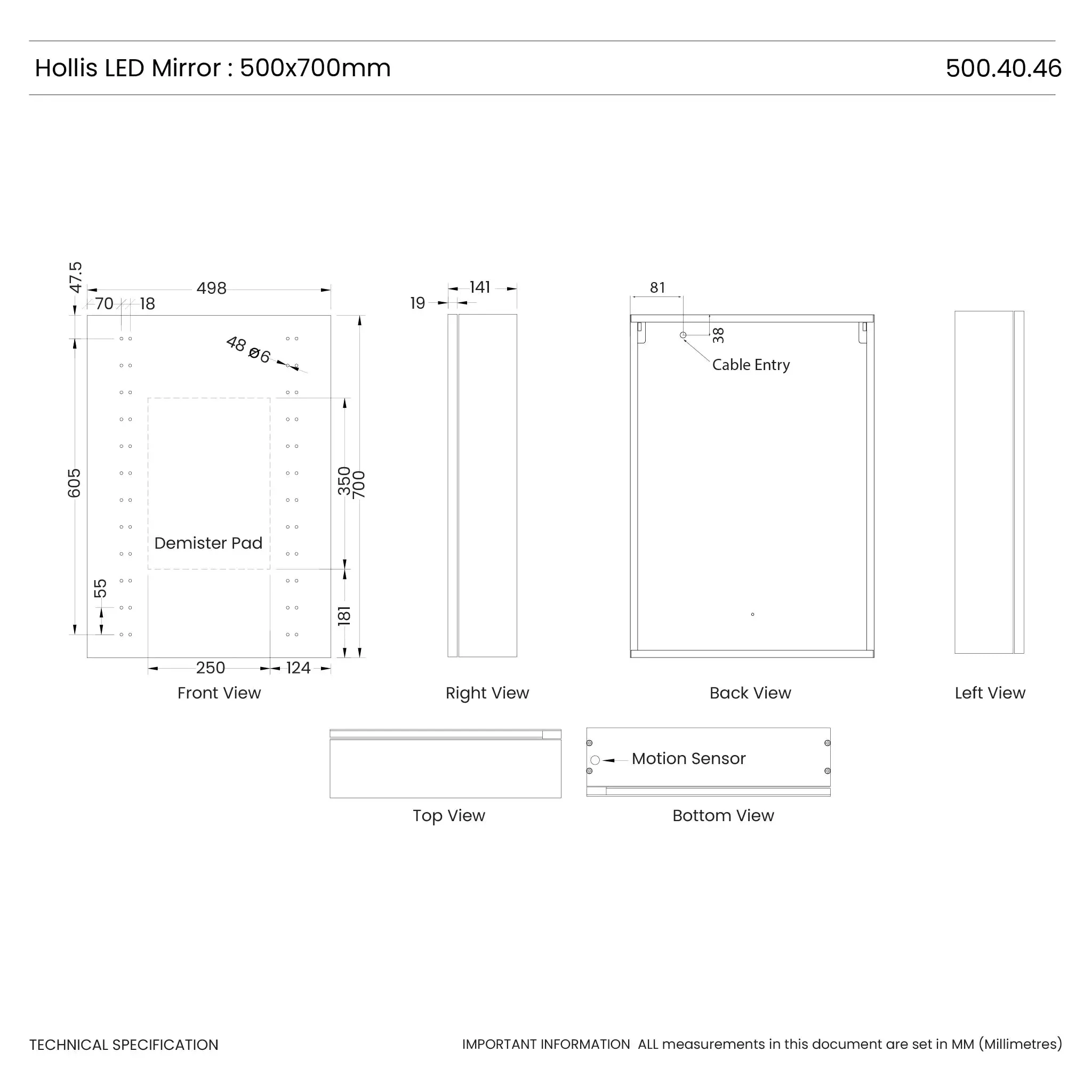 Hollis Left Hinged LED Bathroom Mirror Cabinet - Image 15