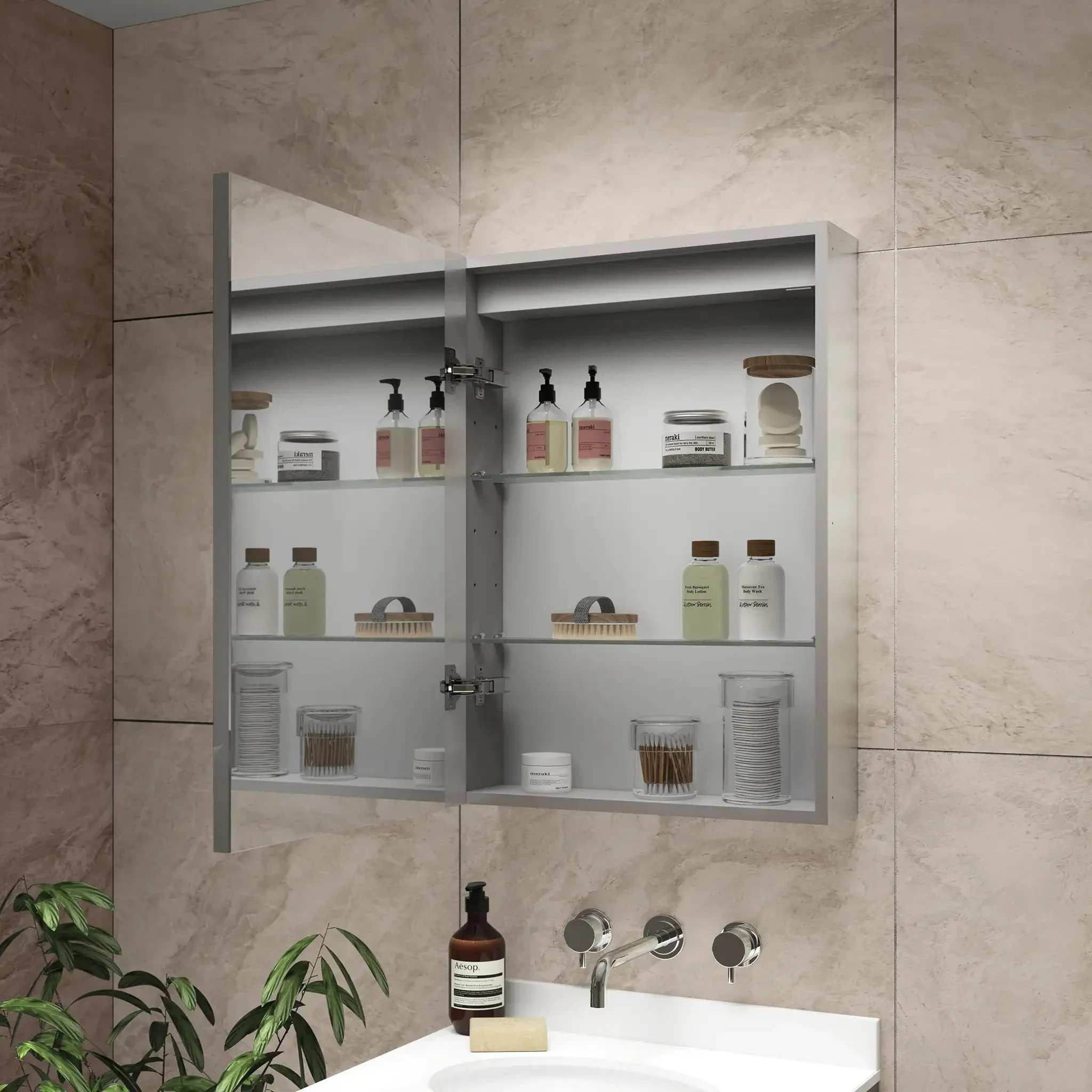 Hollis Left Hinged LED Bathroom Mirror Cabinet - Image 5