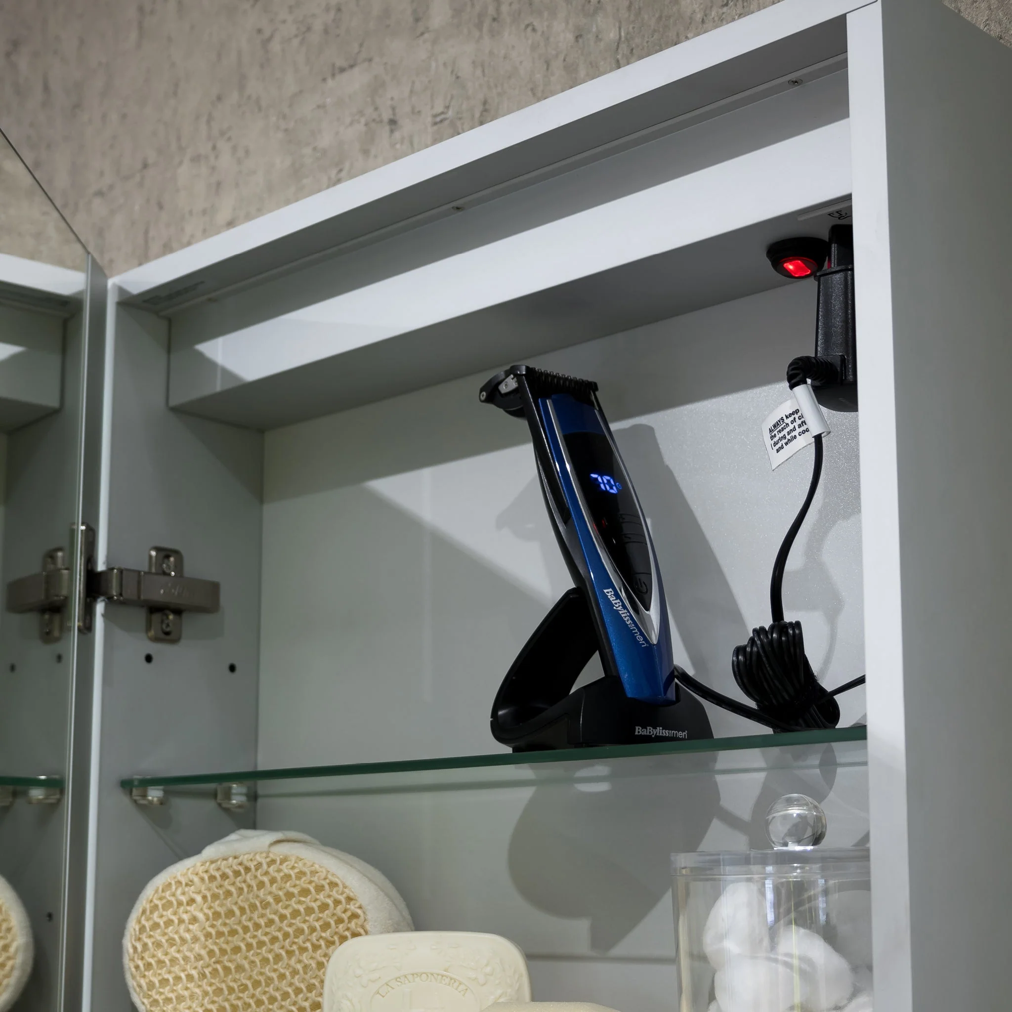 Hollis Left Hinged LED Bathroom Mirror Cabinet - Image 7