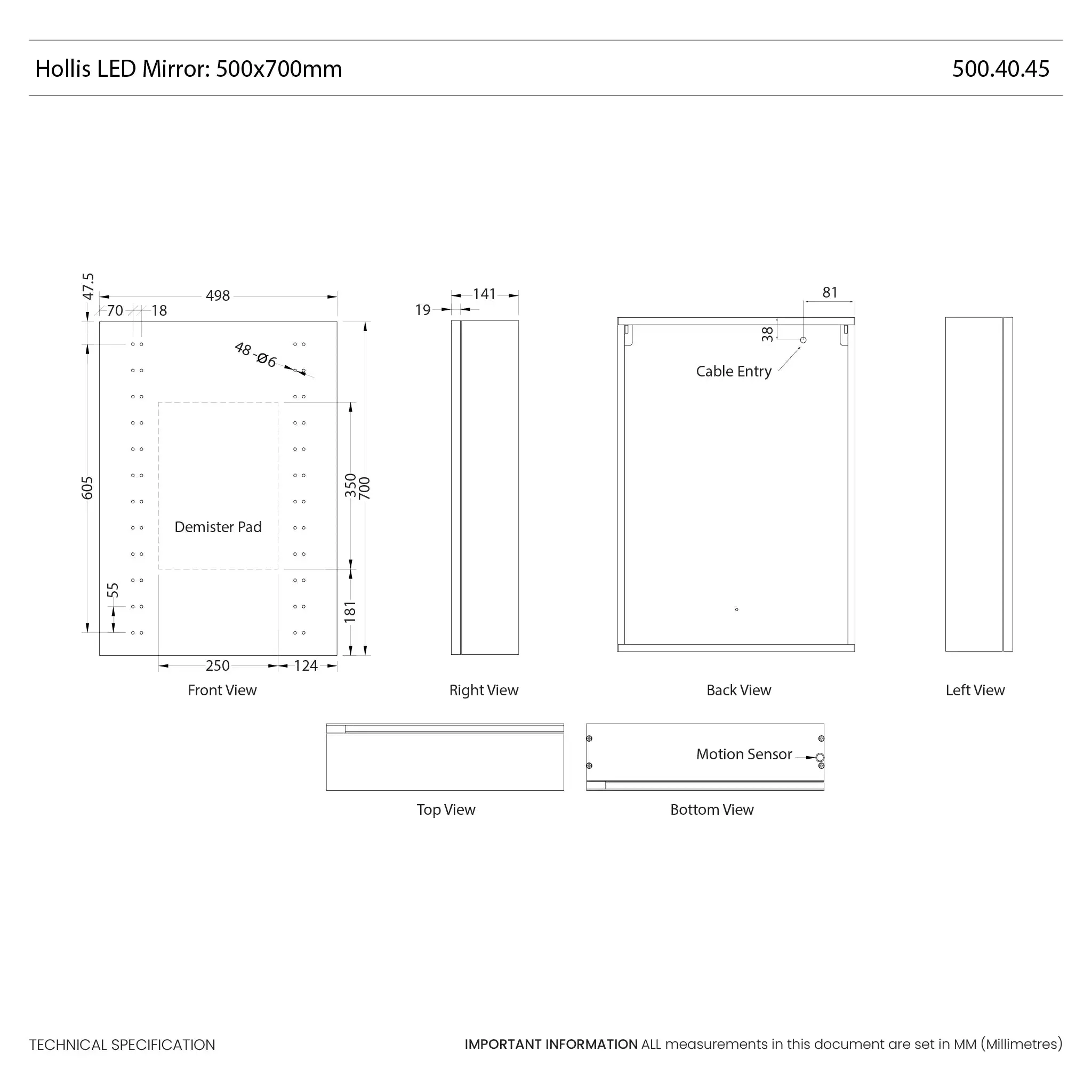 Hollis Left Hinged LED Bathroom Mirror Cabinet - Image 8