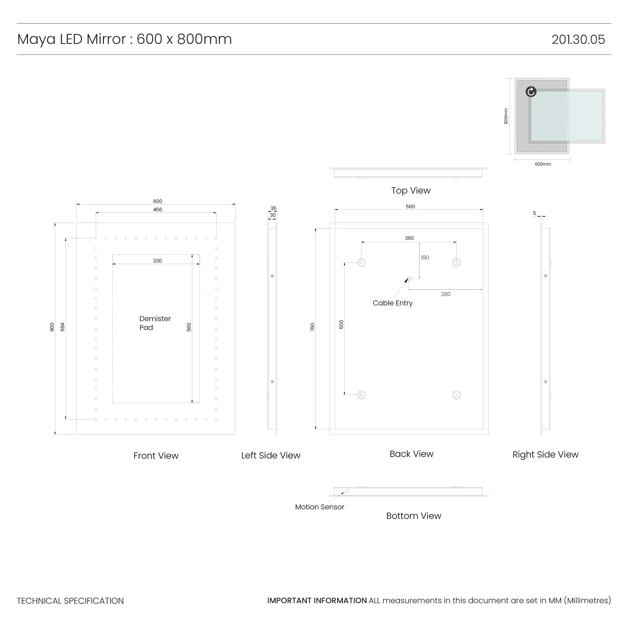 Maya LED Bathroom Mirror - Image 5