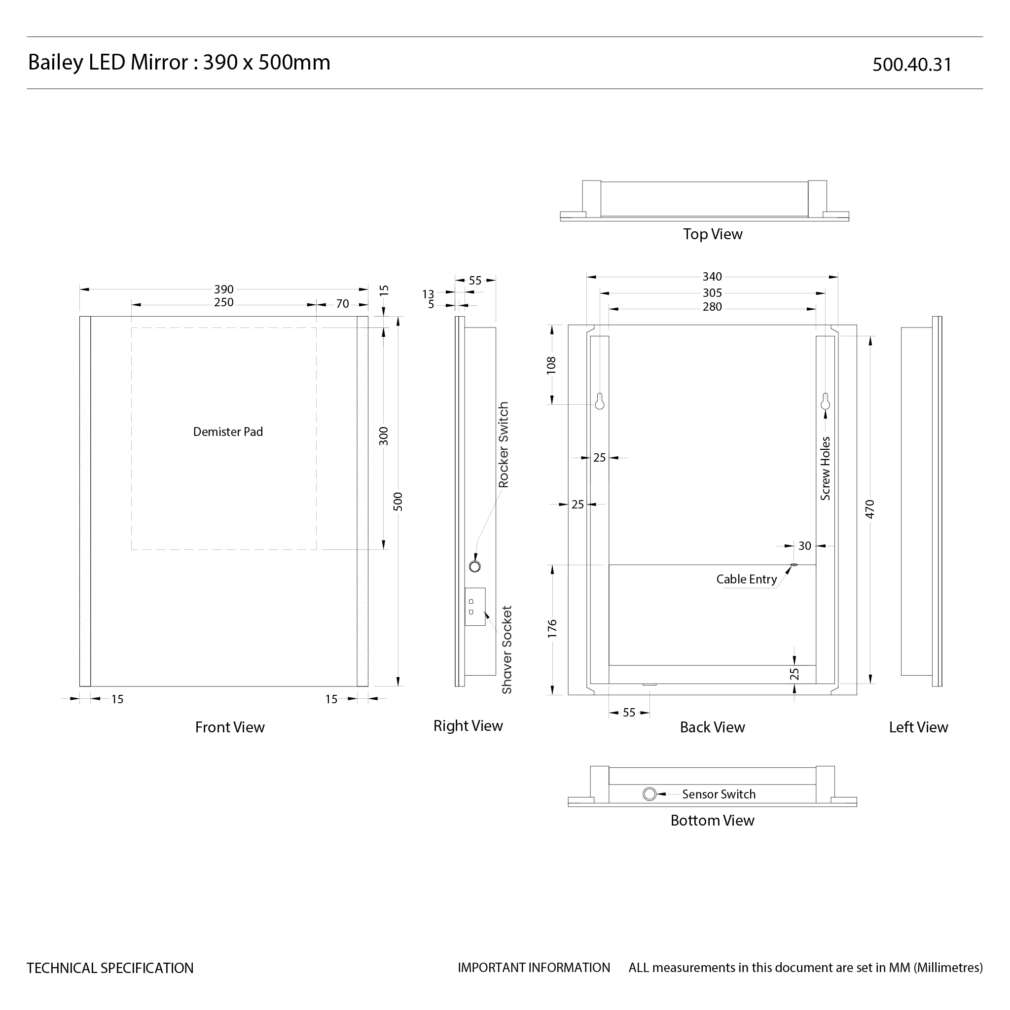 Bailey LED Bathroom Mirror - Image 13