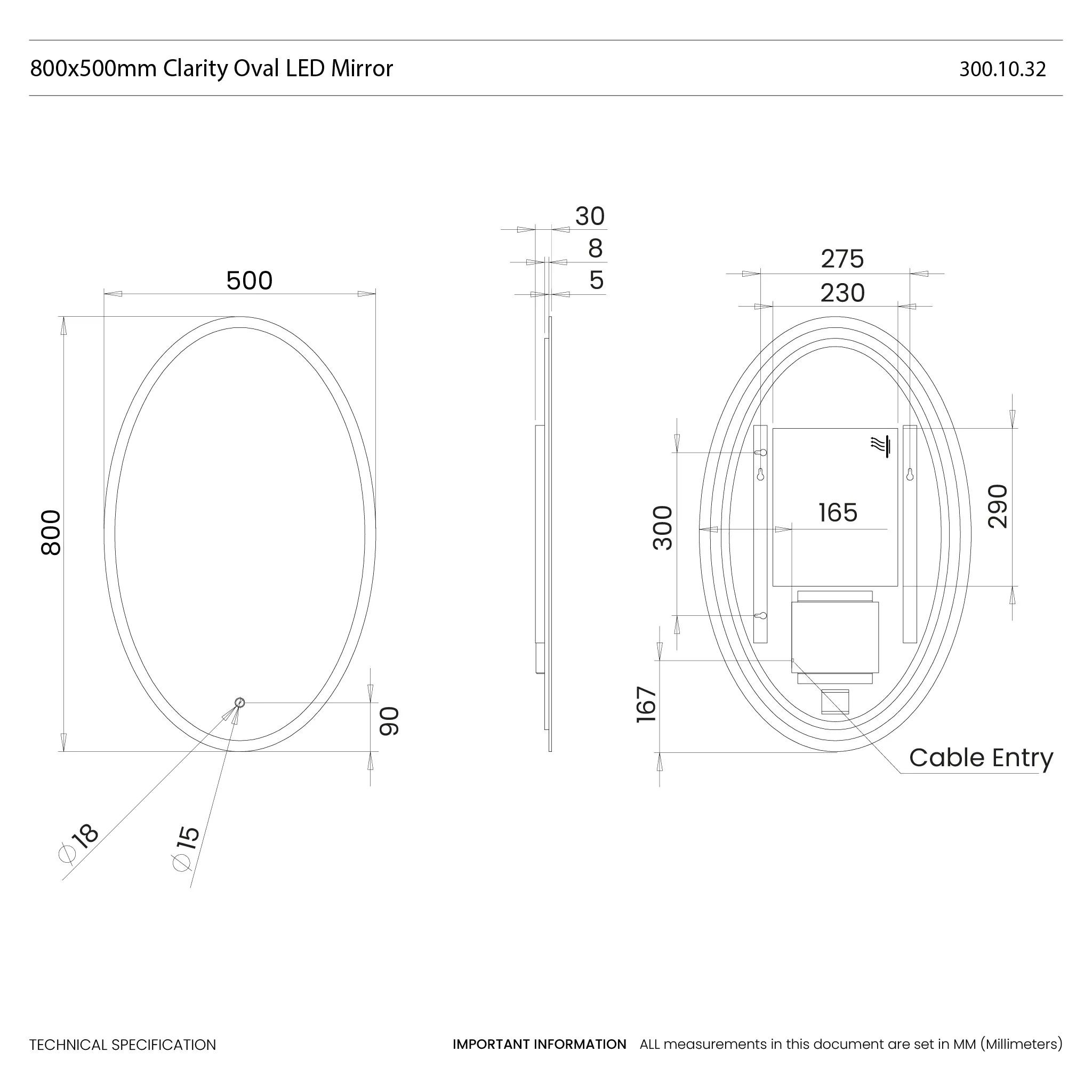 Clarity Oval LED Bathroom Mirror - Image 7