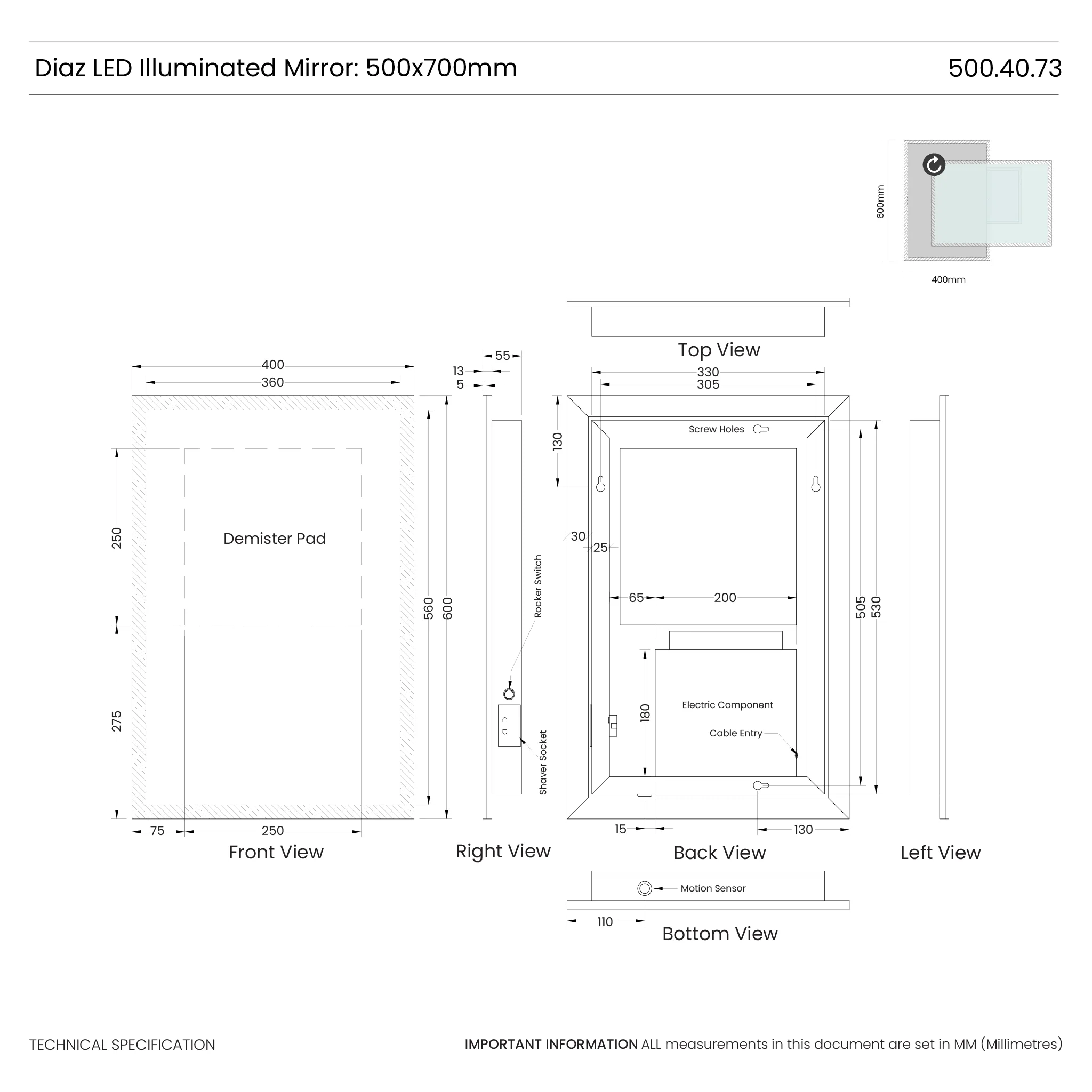 Diaz LED Bathroom Mirror - Image 15