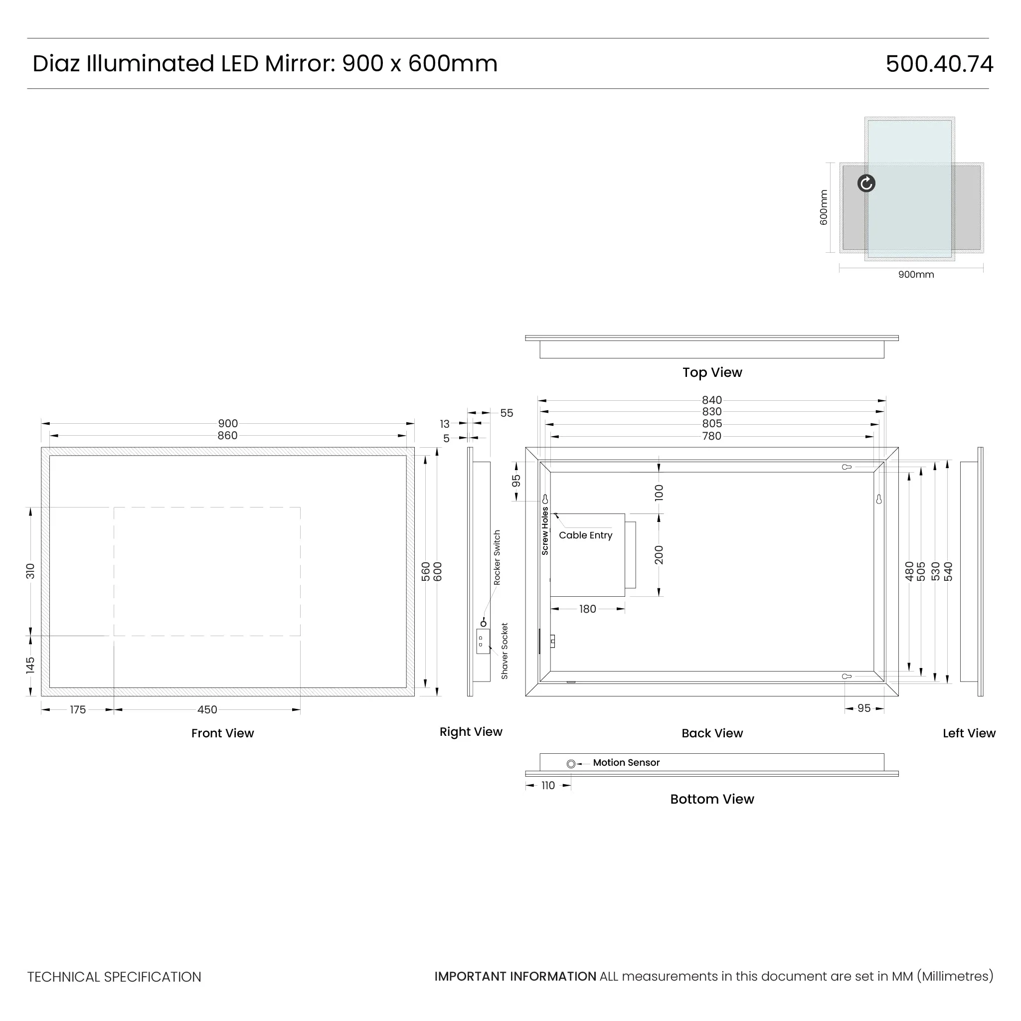 Diaz LED Bathroom Mirror - Image 16