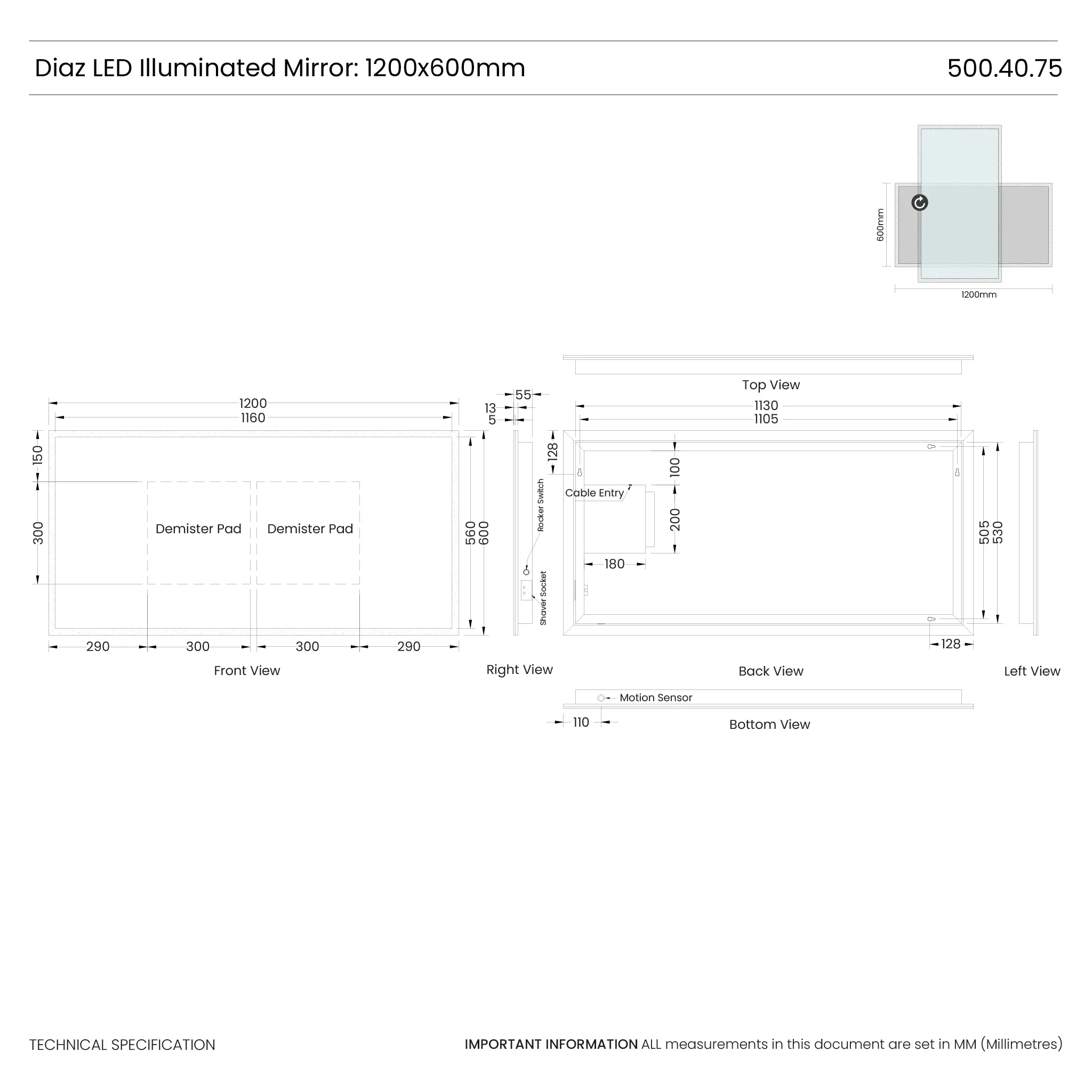 Diaz LED Bathroom Mirror - Image 17