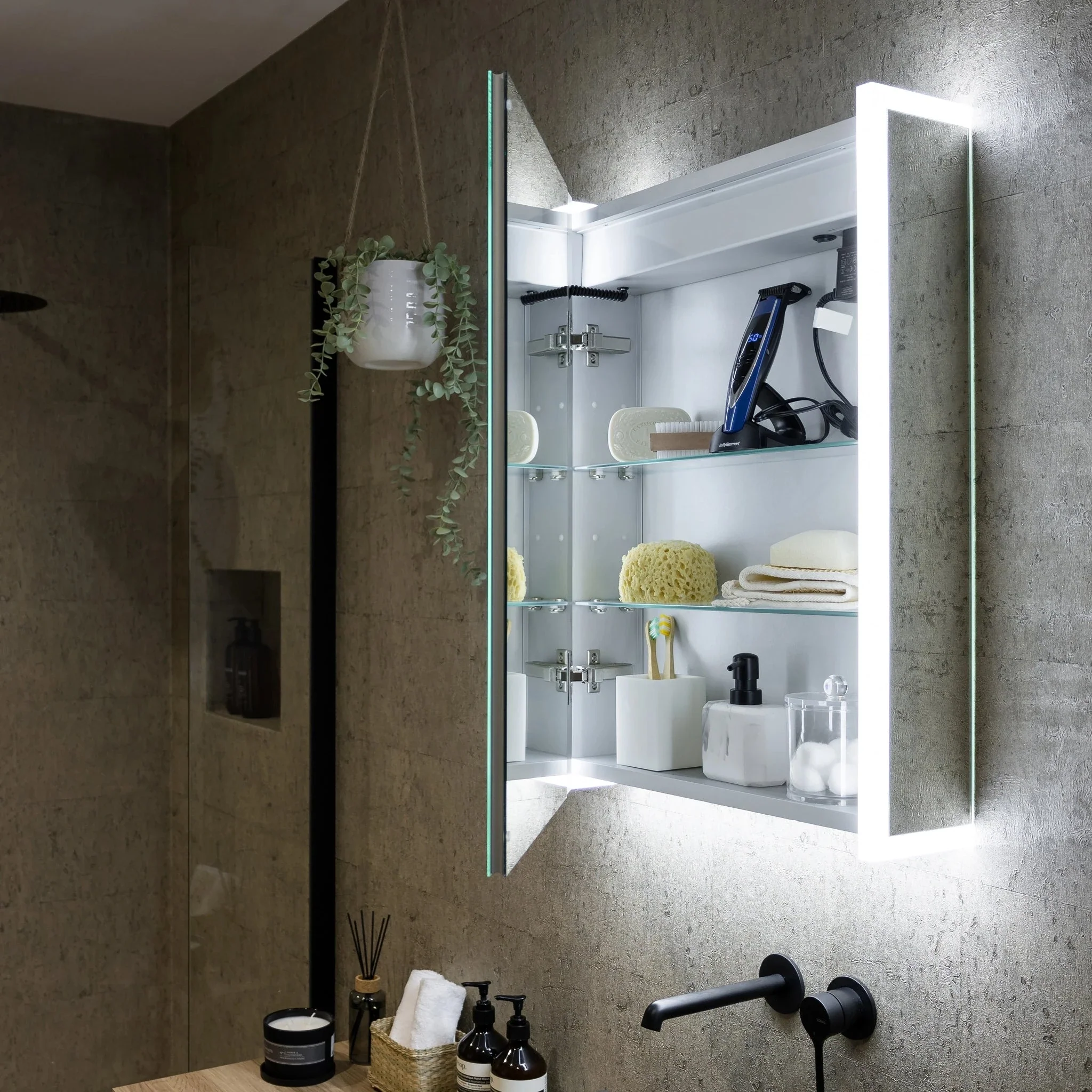 Grace LED Bathroom Mirror Cabinet - Image 4