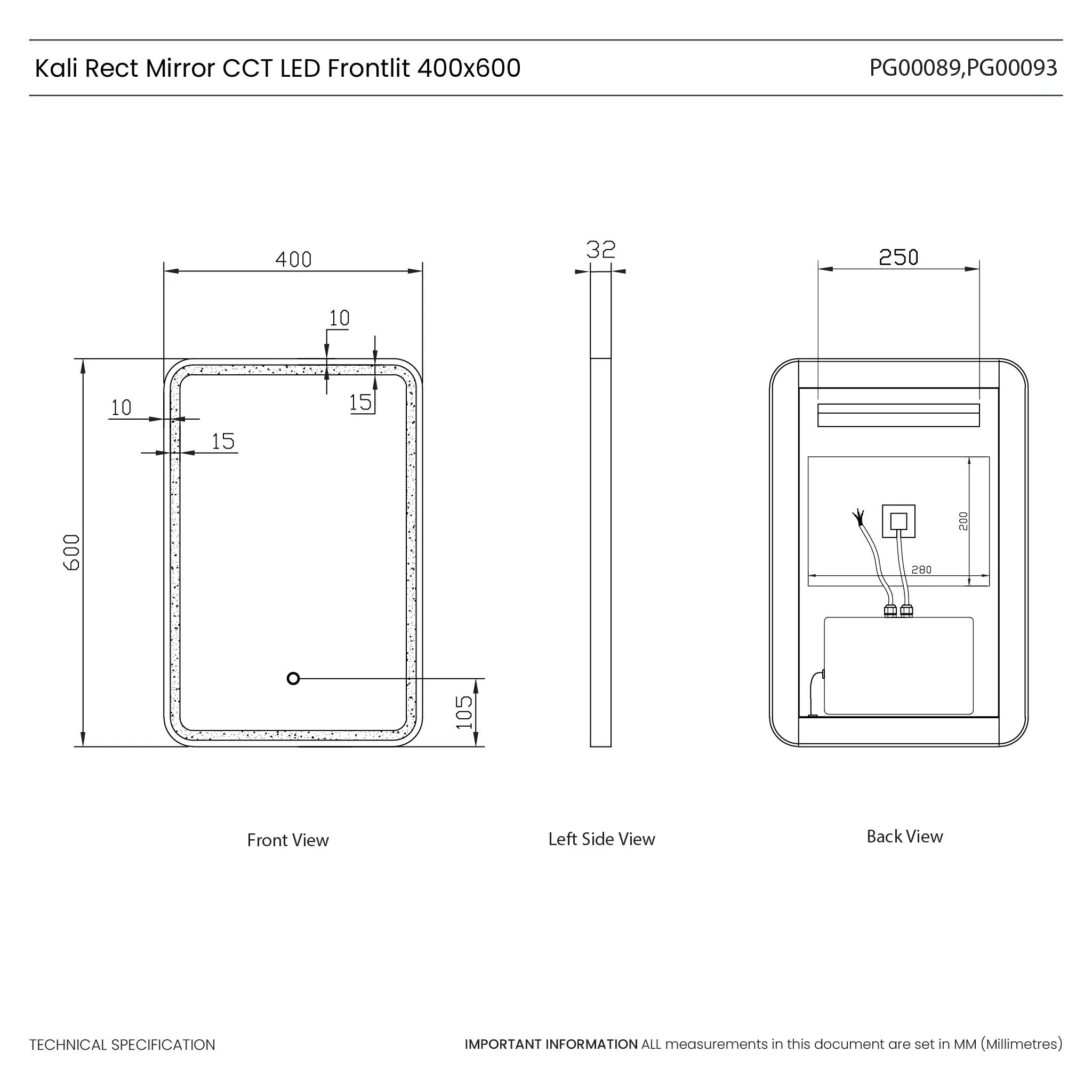 Kali Rectangle LED Illuminated Mirror - Image 22