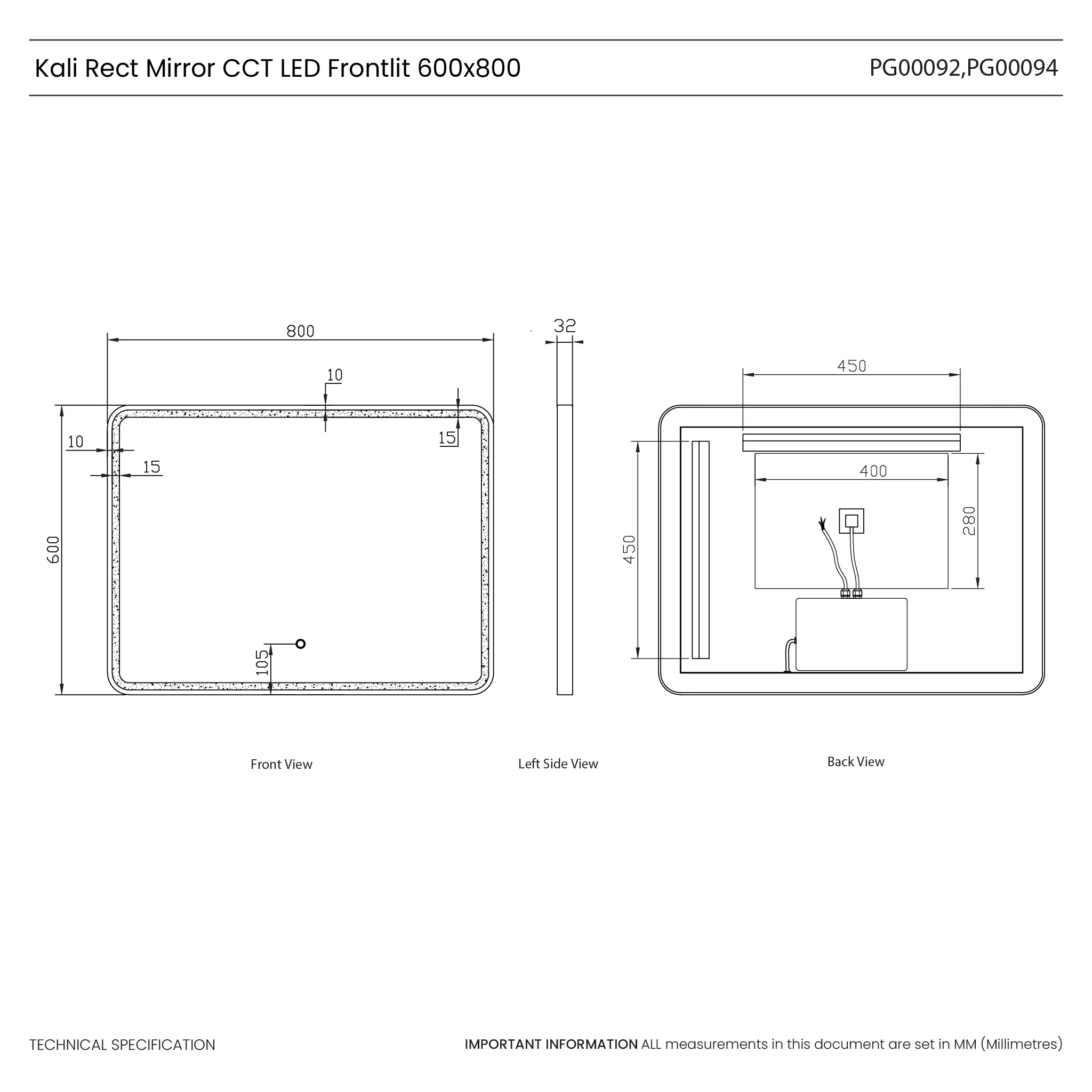 Kali Rectangle LED Illuminated Mirror - Image 23