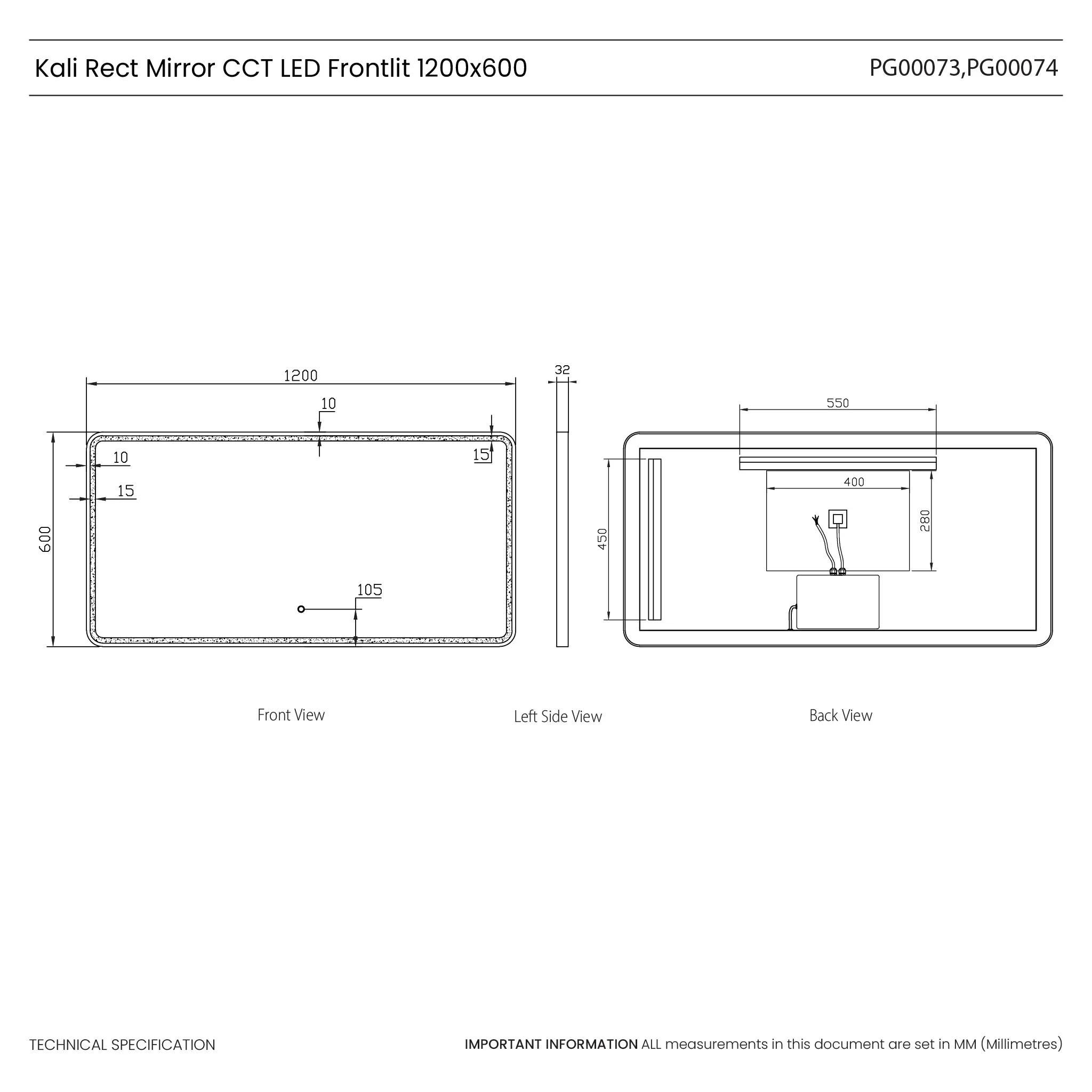 Kali Rectangle LED Illuminated Mirror - Image 28
