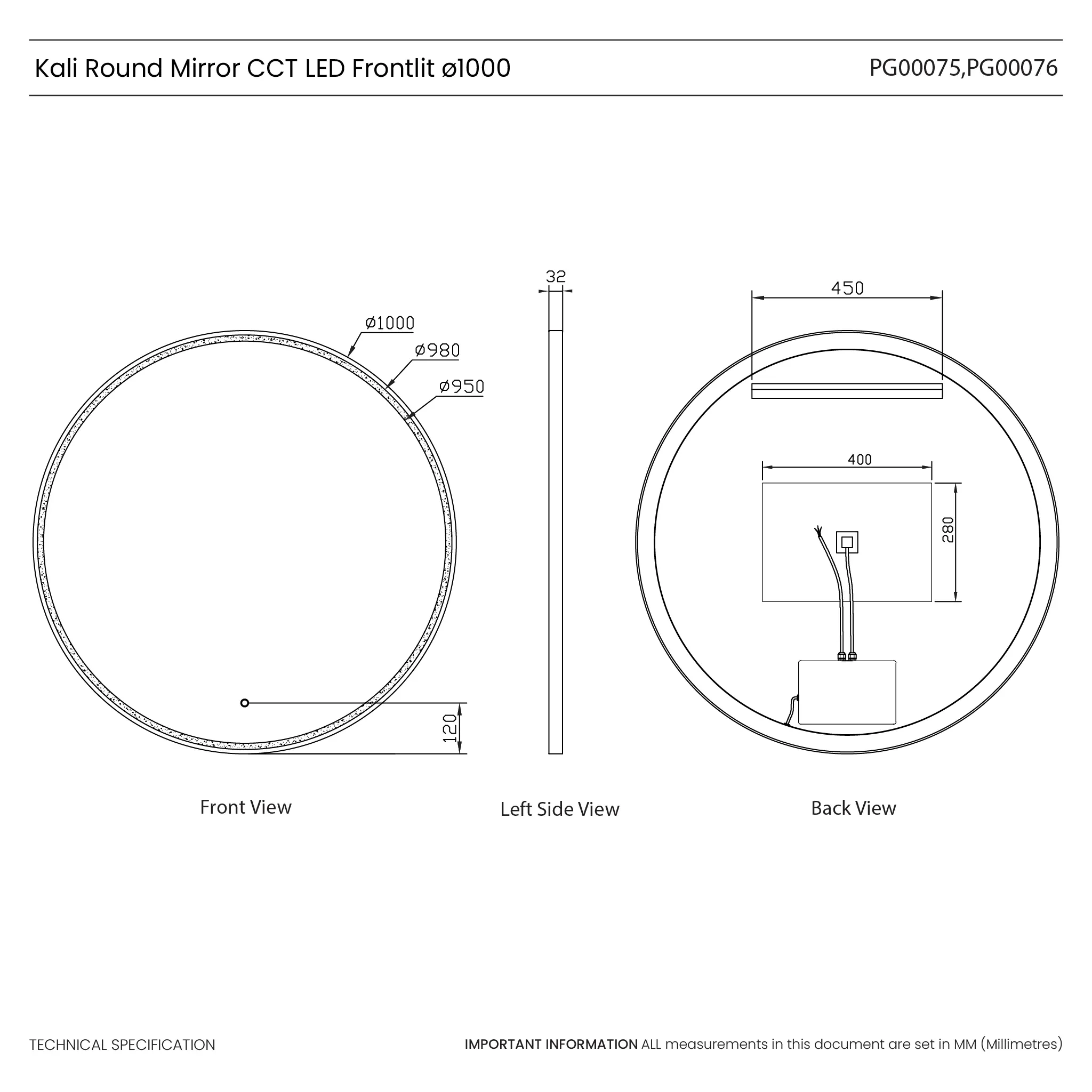 Kali Round LED Illuminated Mirror - Image 26