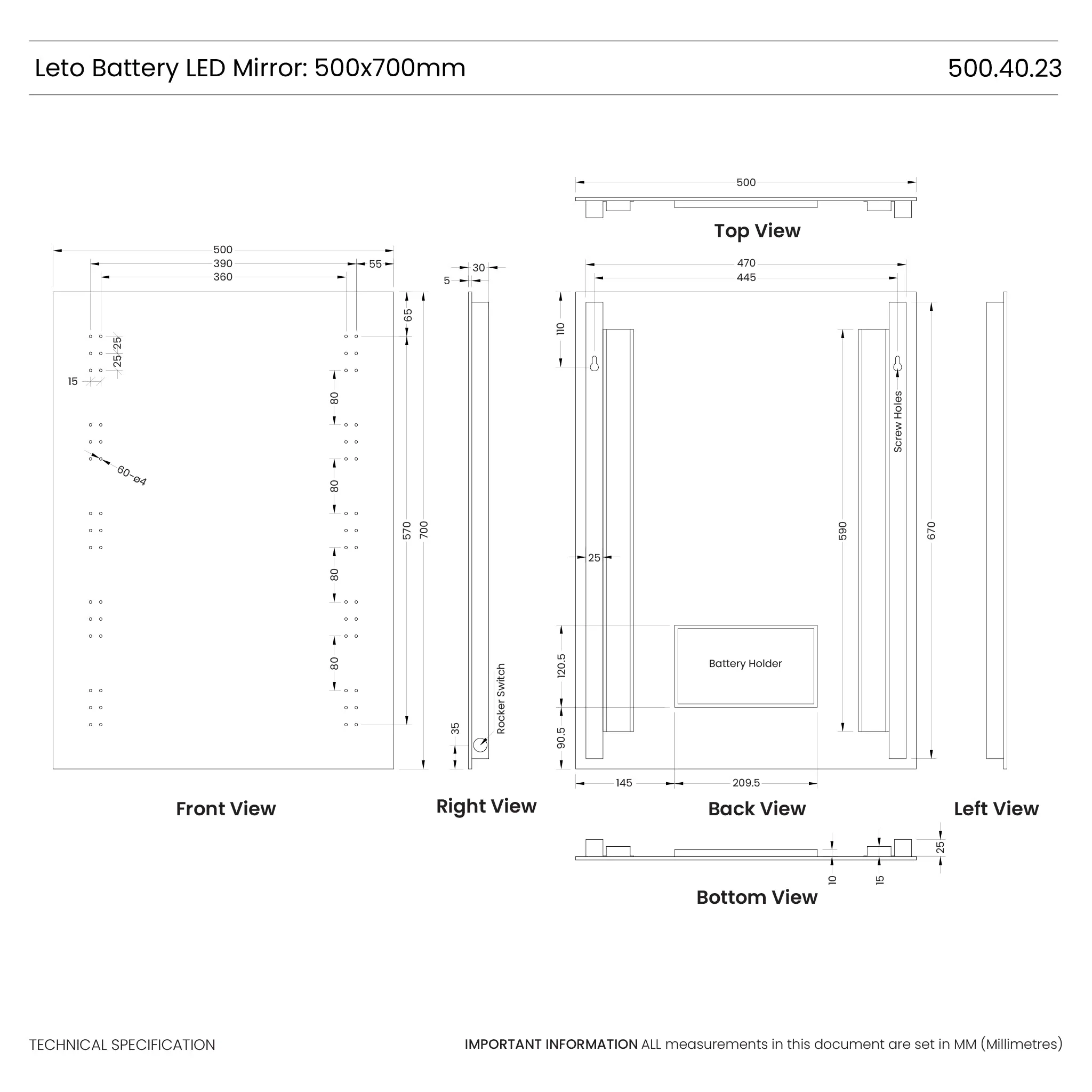 Leto Battery LED Bathroom Mirror - Image 5