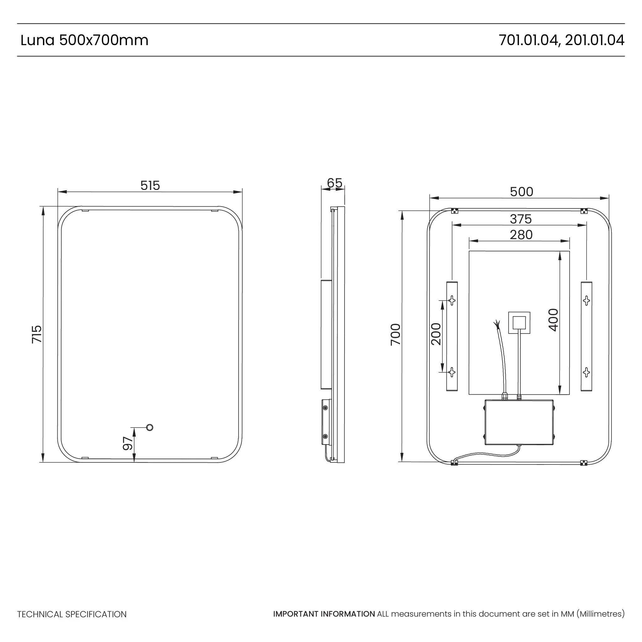 Luna Portrait LED Bathroom Mirror - Image 22