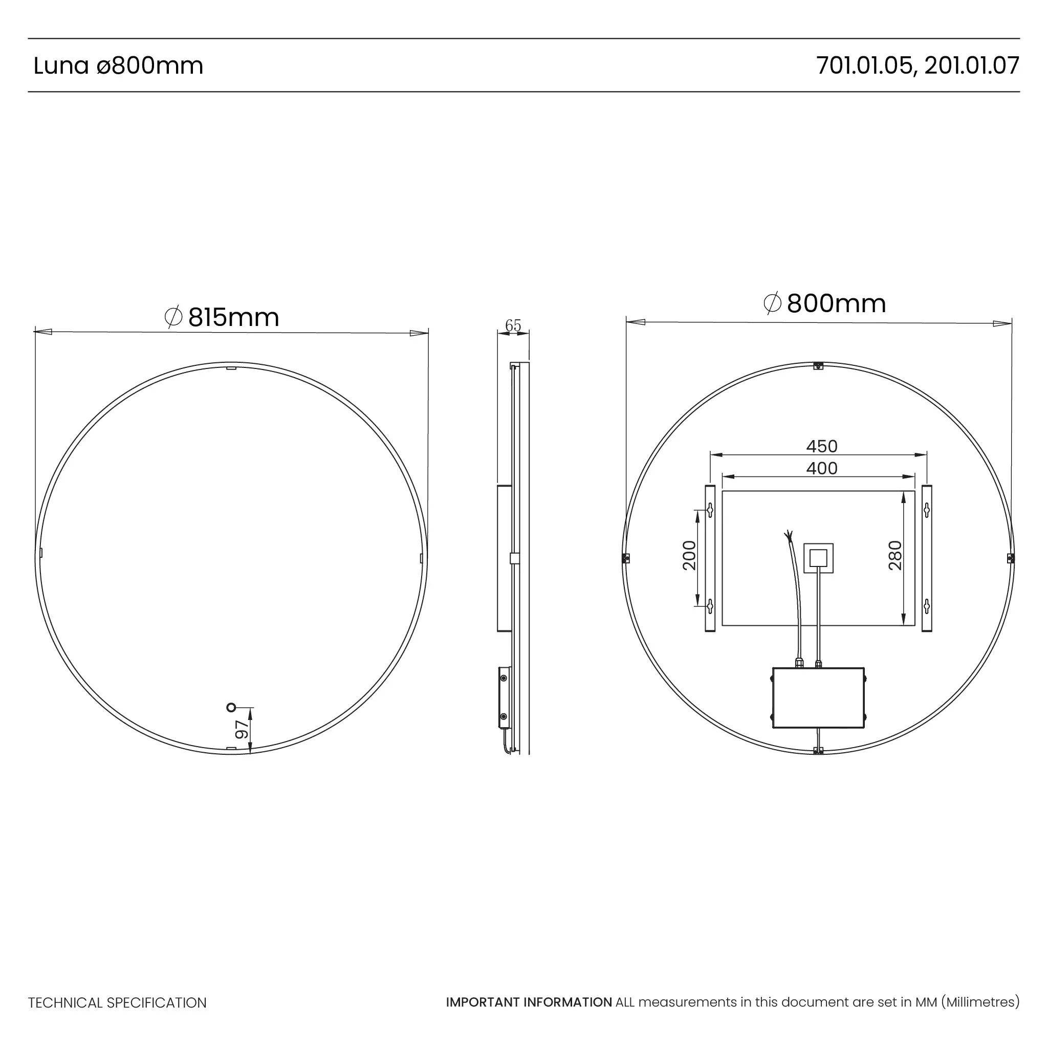 Luna Round LED Bathroom Mirror - Image 13