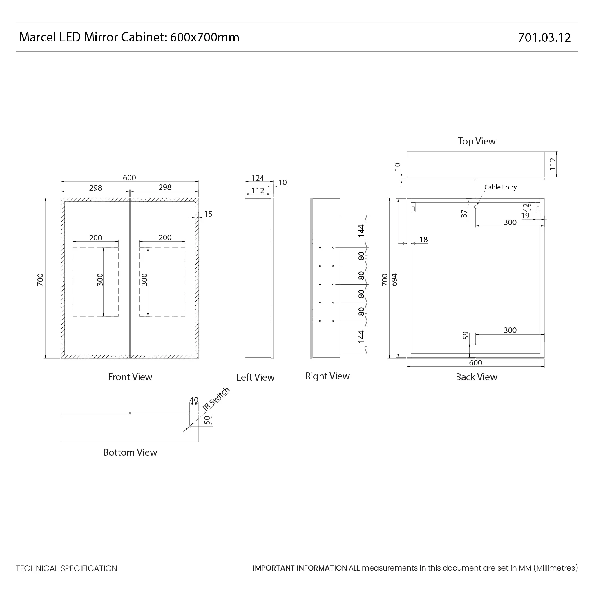 Marcel LED Bathroom Mirror Cabinet - Image 22