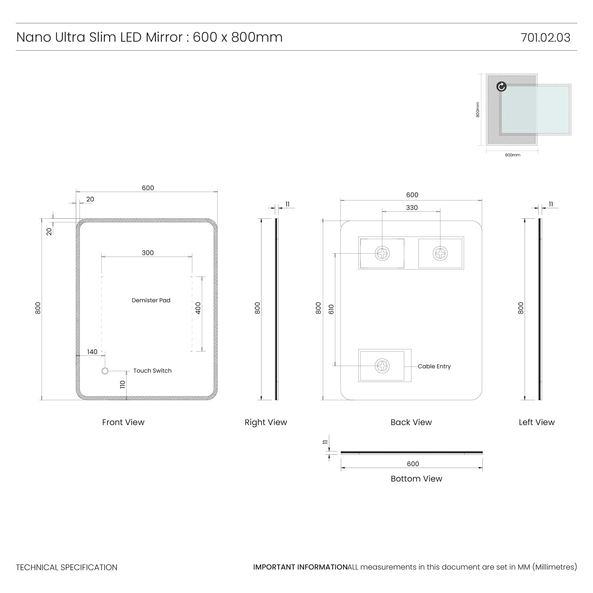 Nano Ultra-slim LED Bathroom Mirror - Image 21