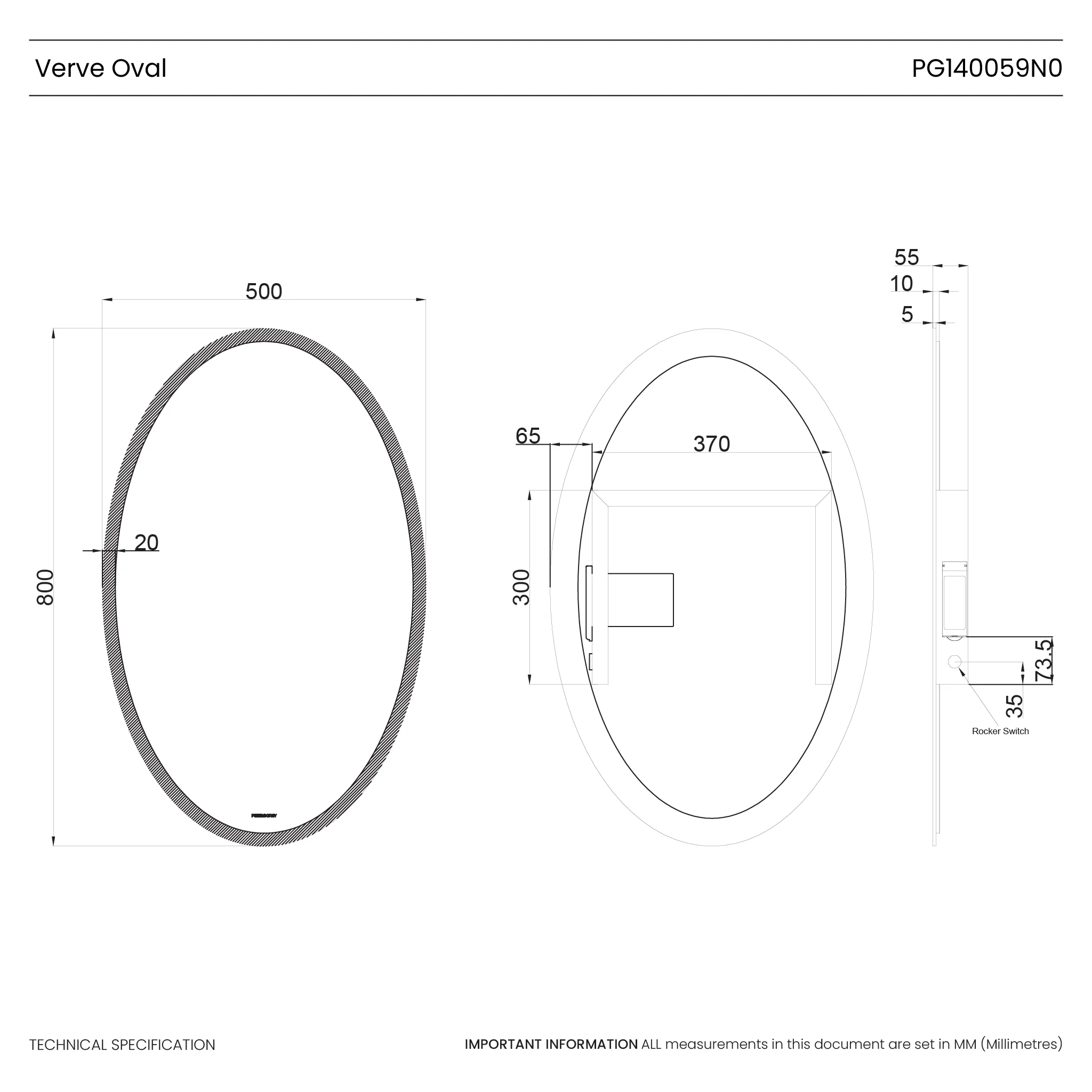 Verve Oval Rechargeable Battery LED Mirror - Image 10